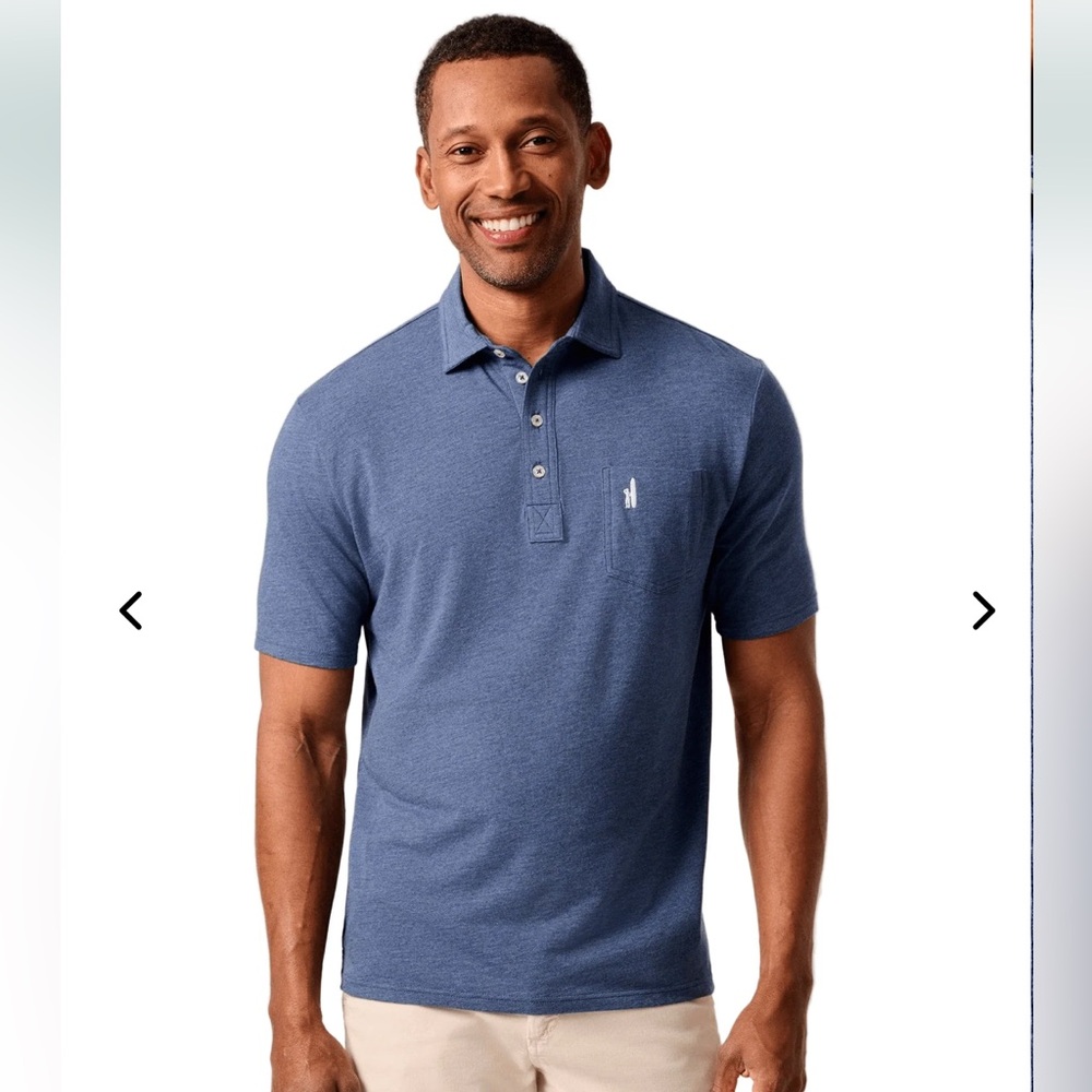 Johnnie-O The Original 4 Button Hangin Out Classic Blue Heathered Polo Shirt